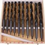10PCs HSS Drill Wooden Box Package HSS4241 Taper Shank Twist Drill Set