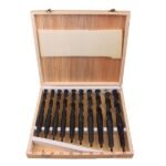 10PCs HSS Drill Wooden Box Package HSS4241 Taper Shank Twist Drill Set