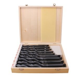 9PCs HSS Drill Wooden Box Package HSS4241 Taper Shank Twist Drill Set