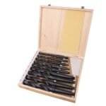 9PCs HSS Drill Wooden Box Package HSS4241 Taper Shank Twist Drill Set