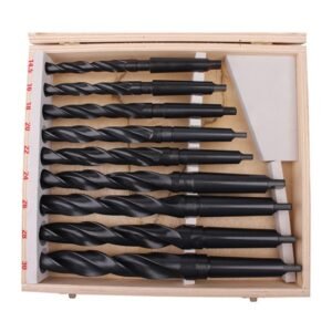 9PCs HSS Drill Wooden Box Package HSS4241 Taper Shank Twist Drill Set