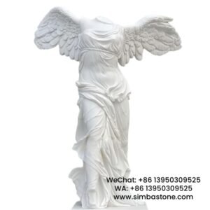Custom Famous Carved Winged Victory of Samothrace Statue Natural White Marble Stone