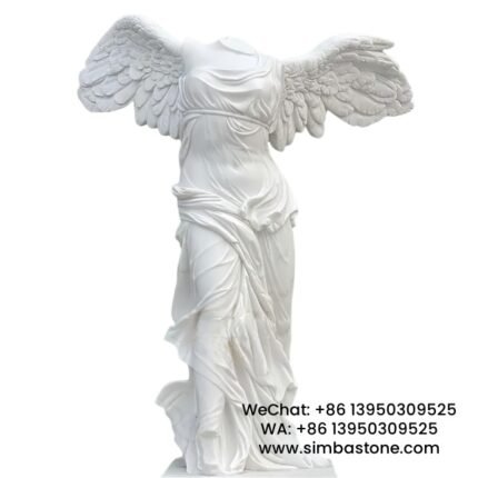 Custom Famous Carved Winged Victory of Samothrace Statue Natural White Marble Stone