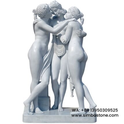Custom Famous Greek The Three Graces Roman Lady Statues Natural White Marble Stone