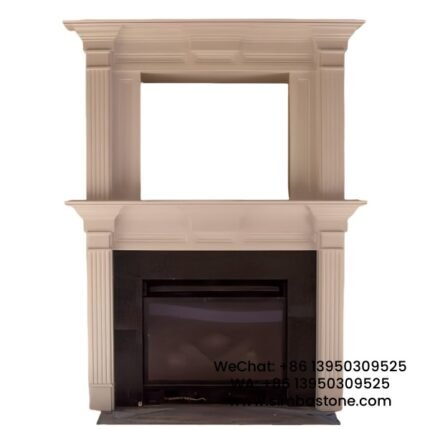 Custom Modern Double-Layer Handcrafted Fireplace Mantel Natural White Marble Stone