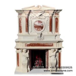 Double Layers Mantel Decorative China Stone Fireplace Surround Natural Beige Marble Stone