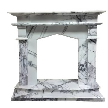European Style Carving Lilac White Marble Fireplace
