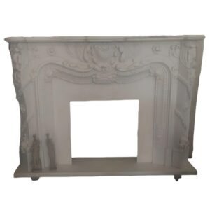  European Style Natural Stone Veneer Fireplace White Marble Fireplace