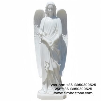 European-Style Stone Prayer Guardian Angel Sculptures Natural White Marble Stone