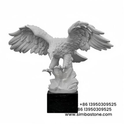 Flying Eagle Statue Garden Home Ornament Stone Carving Natural White Marble Stone