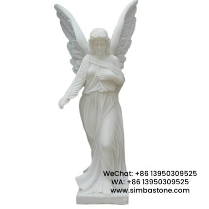 Garden Outdoor Angel Statue Hand Carved Angel Sculpture Natural White Marble Stone