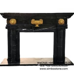 Home Decoration Luxury Nero Marquina Fireplace Surround Natural Black Marble Stone