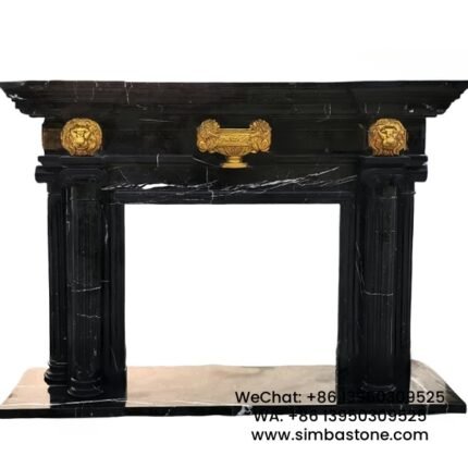 Home Decoration Luxury Nero Marquina Fireplace Surround Natural Black Marble Stone