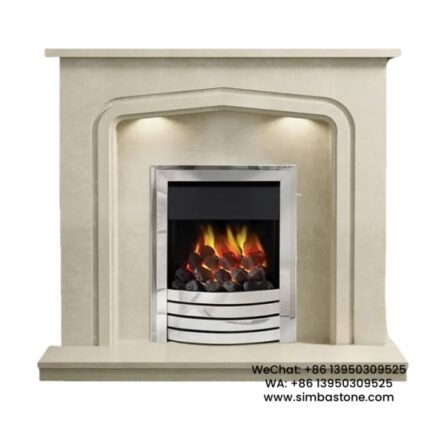 Home Decoration Simple Modern Fireplace Mantel Natural White Marble Stone