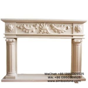 Home Decorative Large Size Arch Fireplace Mantel Natural Beige Marble Stone