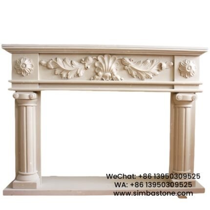Home Decorative Large Size Arch Fireplace Mantel Natural Beige Marble Stone