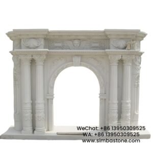 Home Decorative Large Size Arch Fireplace Mantel Natural White Marble Stone