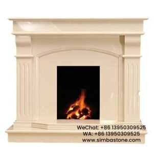 Home Decorative Simple Modern Fireplace Mantel Natural Beige Marble Stone