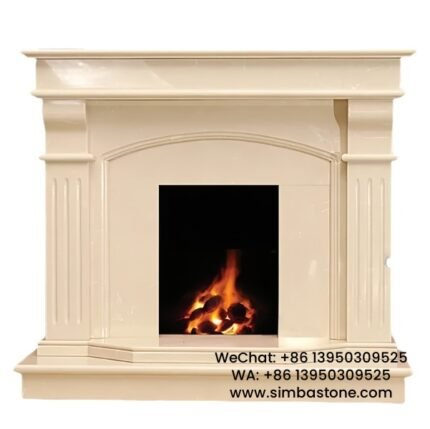 Home Decorative Simple Modern Fireplace Mantel Natural Beige Marble Stone