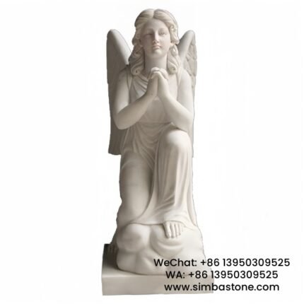 Kneeling Praying Angel Statue Cemetery Statues Natural White Marble Stone