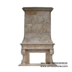 Large Size Neo-Classic Sculptures Luxury Fireplace Surround Natural White Travertine Stone