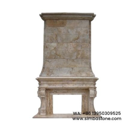 Large Size Neo-Classic Sculptures Luxury Fireplace Surround Natural White Travertine Stone