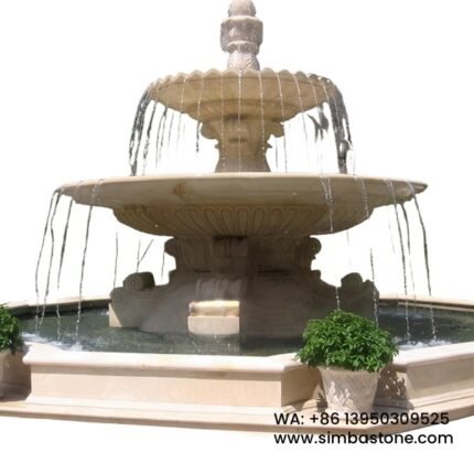 Large Size Water Fountain For City Square Decoration Natural Beige Egyptian Marble Stone