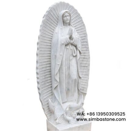 Our Lady Of Guadalupe Religious Sculptures Life Size Christian Carved Natural White Granite Stone
