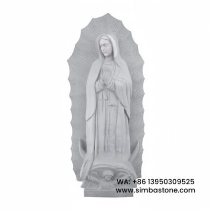 Our Lady Of Guadalupe Religious Statue Life Size Christian Carved Natural White Granite Stone