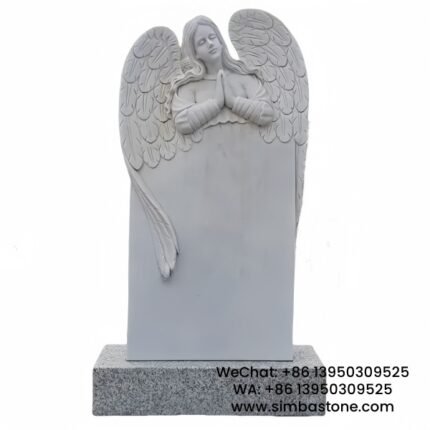 Praying Angel Gravestone Tombstone Cemetery Decoration Natural White Marble Stone