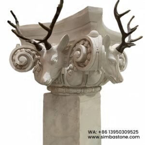 Sheep's Head Sculpture Statue Carving White Marble Sculptures Natural Stone