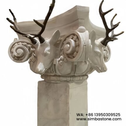 Sheep's Head Sculpture Statue Carving White Marble Sculptures Natural Stone