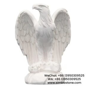 Standing Eagle Sculpture Garden Home Ornament Stone Carving Natural White Marble Stone