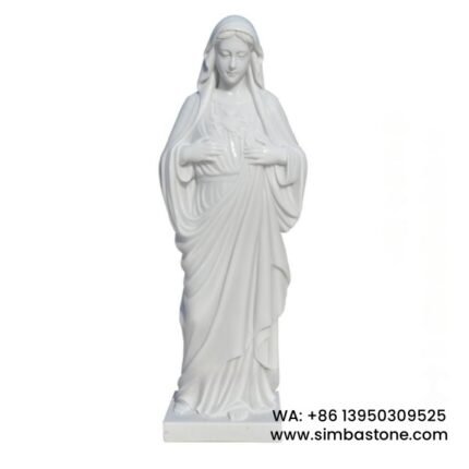 The Immaculate Heart Of Virgin Mary Handmade Catholic Statue Natural White Marble Stone