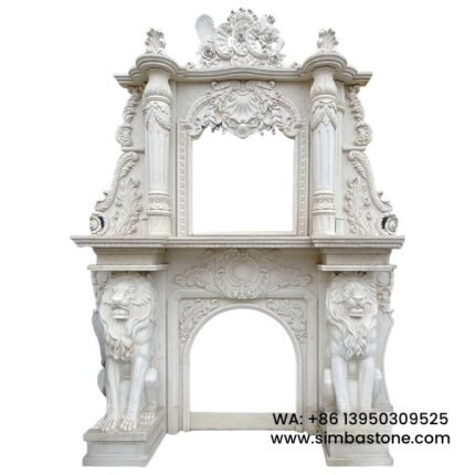Two Layers Big Size French Style Fireplace Surround Natural White Marble Stone