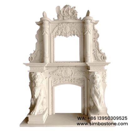 Two Layers Mantel Decorative Hand Carved Fireplace Surround Natural White Marble Stone
