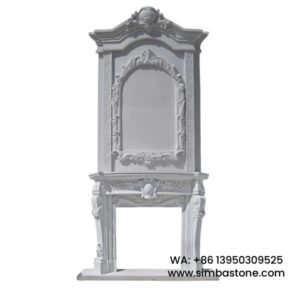 Two-Story Elegant Handcrafted Fireplace Mantel Surround Natural White Marble Stone