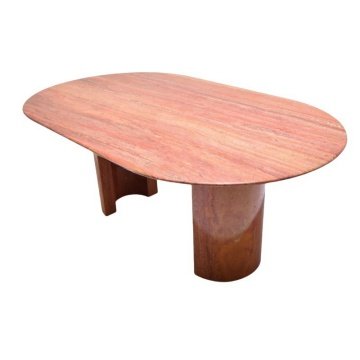 Wabi-Sabi Natural Stone Dining Table Oval Red Travertine
