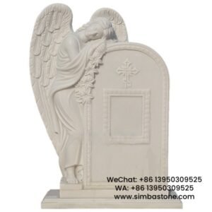 Weeping Sad Angel Statue Carved Gravestone Statues Natural White Marble Stone