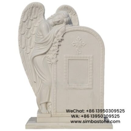 Weeping Sad Angel Statue Carved Gravestone Statues Natural White Marble Stone